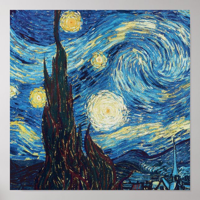 Póster Van Gogh Starry Night Classic Impresionsionist Art (Frente)
