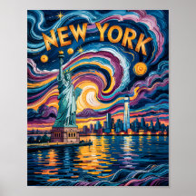 Van Gogh Starry Night New York Liberty Travel