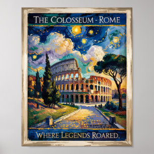 Póster Van Gogh Starry Night Roma Colosseum Travel