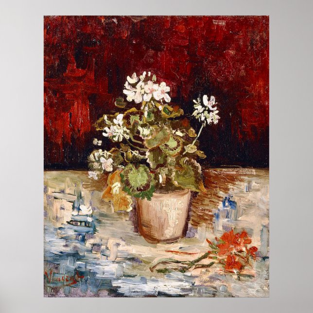 Póster Van Gogh Still Life Pot of Geraniums  (Frente)