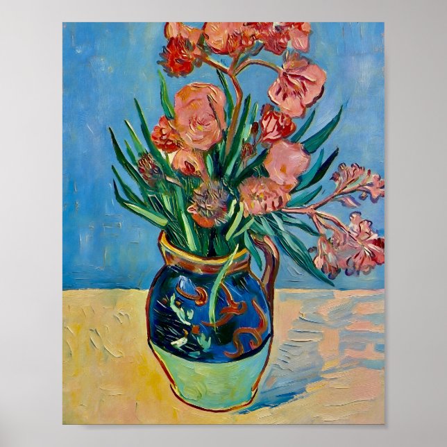 Póster Van Gogh Still Life Vase with Oleanders (Frente)