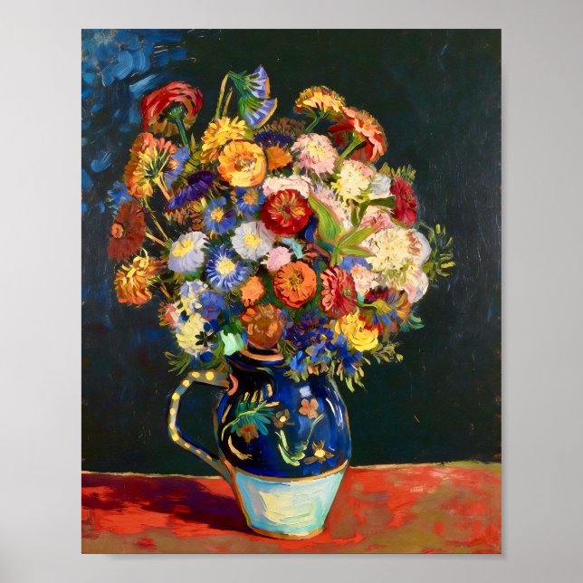 Póster Van Gogh Still Life Vase with Zinnias (Frente)