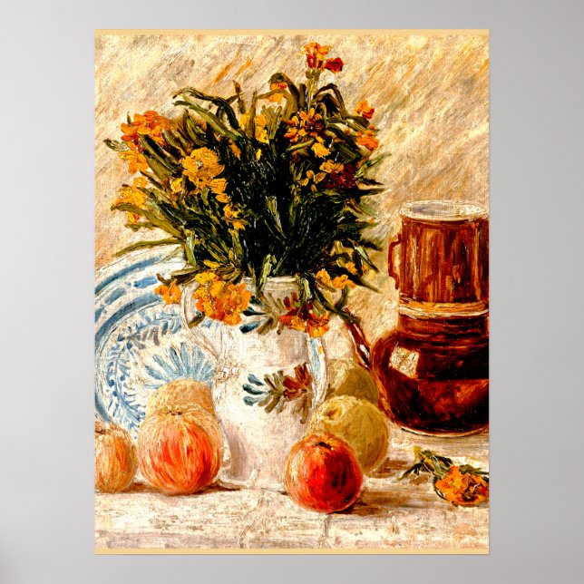 Póster Van Gogh - Still Life with Coffee Pot and Flowers (Frente)