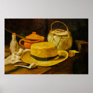 Póster Van Gogh Still Life with Straw Hat