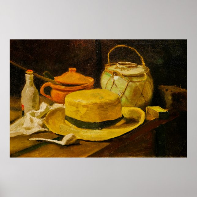 Póster Van Gogh Still Life with Straw Hat (Frente)