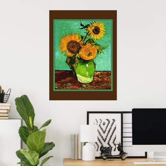 Póster Van Gogh - Sunflowers, Three, (Oficina en casa)