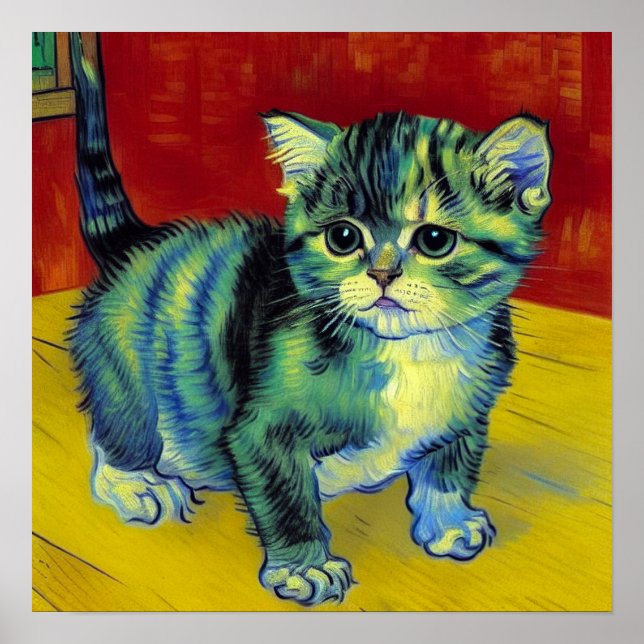 Póster Van Gogh Tabby Cat (Frente)