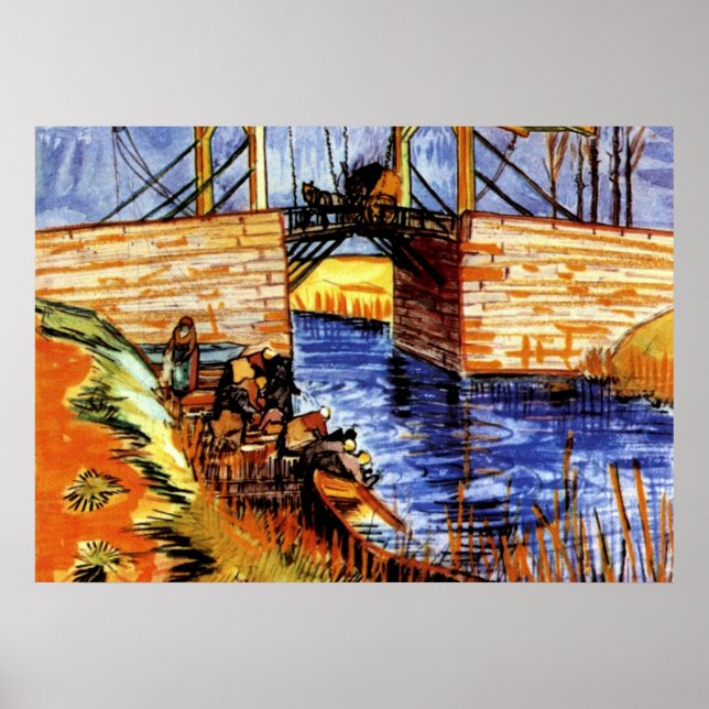 Póster Van Gogh - The Langlois Bridge at Arles (Frente)