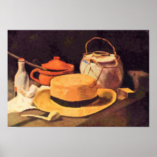 Póster Van Gogh - todavía vida con el gorra del tubo y de
