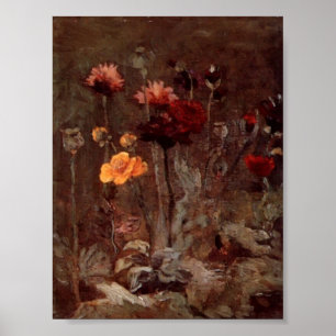 Póster Van Gogh - todavía vida con Scabiosa y el