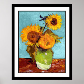 Póster Van Gogh - Tres Sunflower En Una Vara