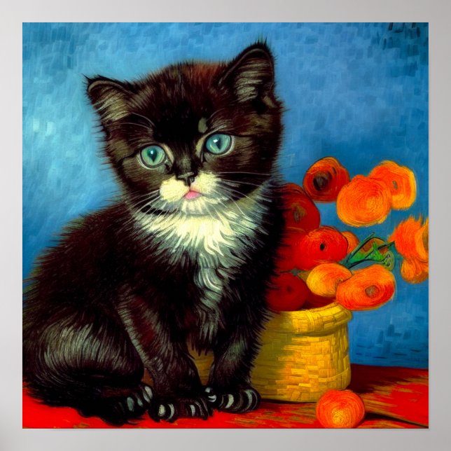 Póster Van Gogh Tuxedo Cat (Frente)