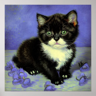 Póster Van Gogh Tuxedo Kitten