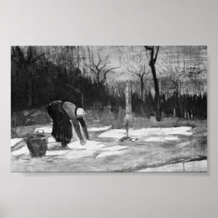 Póster Van Gogh - Una mujer que se esparce en un campo