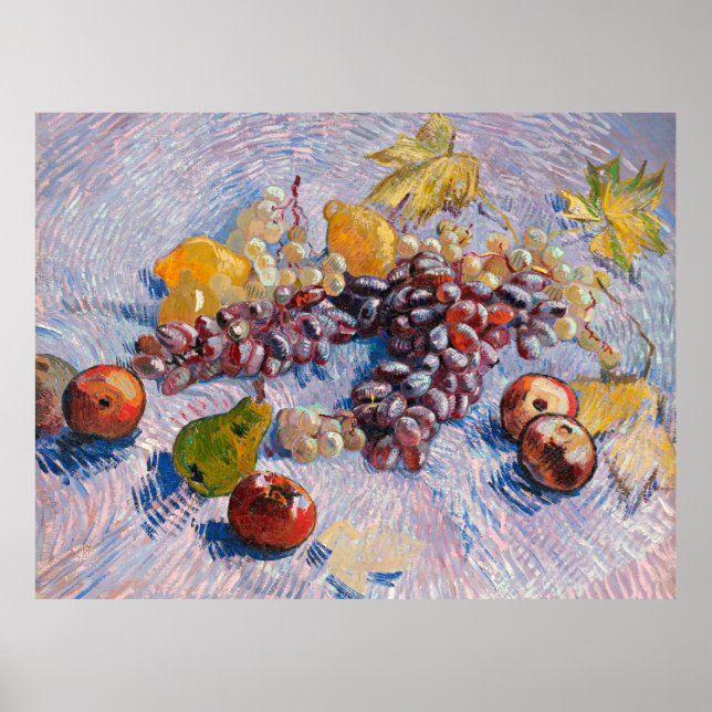 Póster Van Gogh - Uvas, lémones, peras y manzanas (Frente)