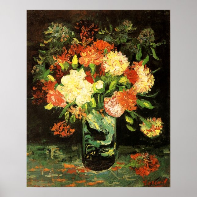 Póster Van Gogh Vase con Carnations (Frente)