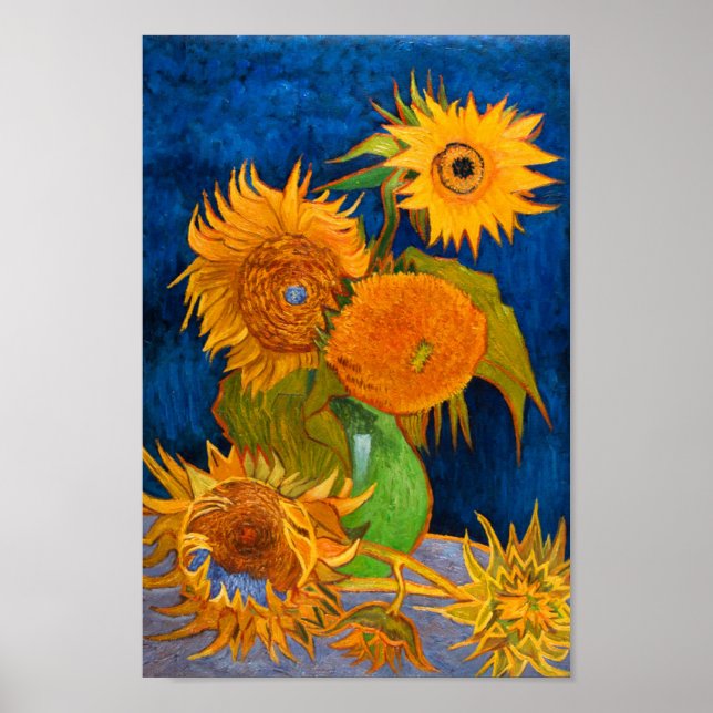 Póster Van Gogh Vase con cinco girasoles (Frente)