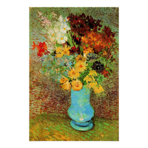 Póster Van Gogh - Vase con daisies, Anemones,