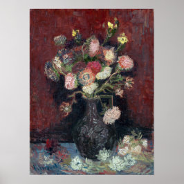 Póster van Gogh Vase con los astras chinos y Gladioli