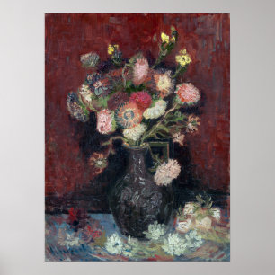 Póster van Gogh Vase con los astras chinos y Gladioli