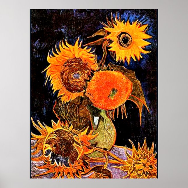 Póster Van Gogh - Vase con seis girasoles (Frente)