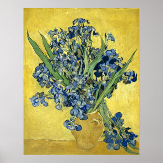 Póster Van Gogh Vase de Vida Fija, Irises (F678) Bella Ar