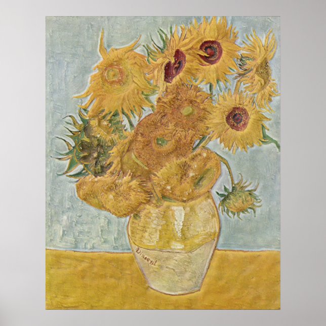 Póster Van Gogh - Vase Doce Sunflowers (Frente)