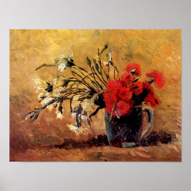 Póster Van Gogh - Vase With Red & White Carnations (Frente)