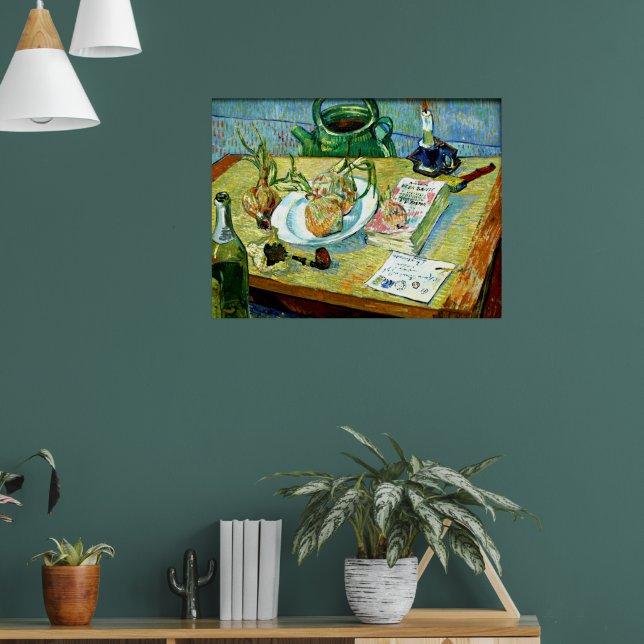 Póster Van Gogh - Vida muerta con una placa de cebollas (Salón 1)