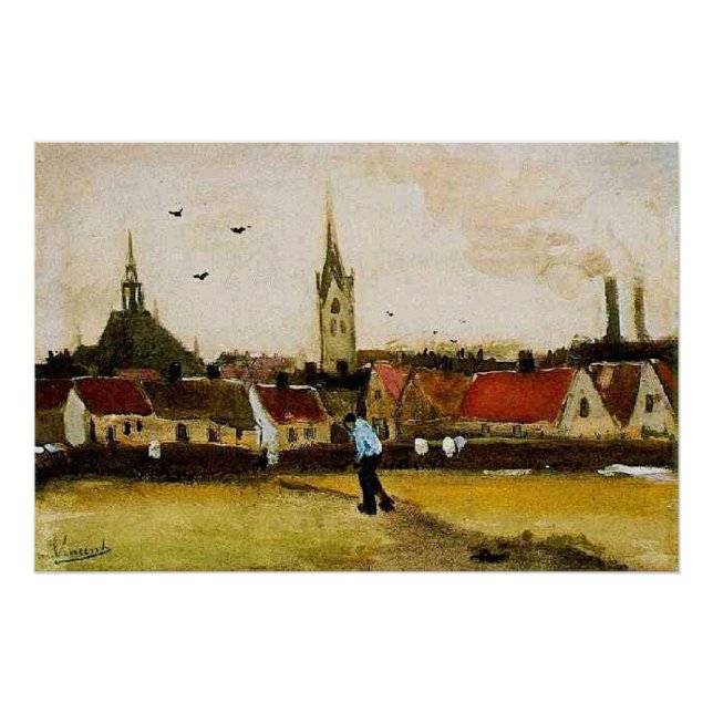 Póster Van Gogh - Vista de La Haya con nueva iglesia (Anverso)