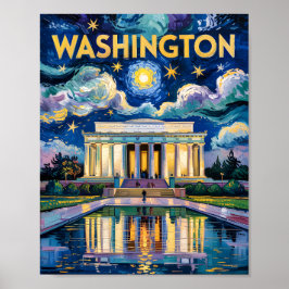 Póster Van Gogh Washington DC Viajes Art Lincoln Memorial