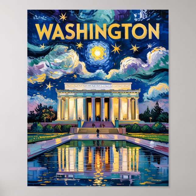 Póster Van Gogh Washington DC Viajes Art Lincoln Memorial (Frente)