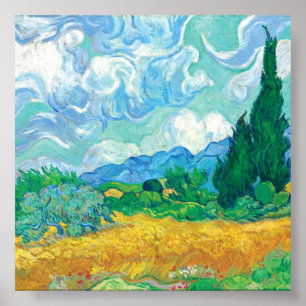 Póster Van Gogh Wheatfield con cipreses