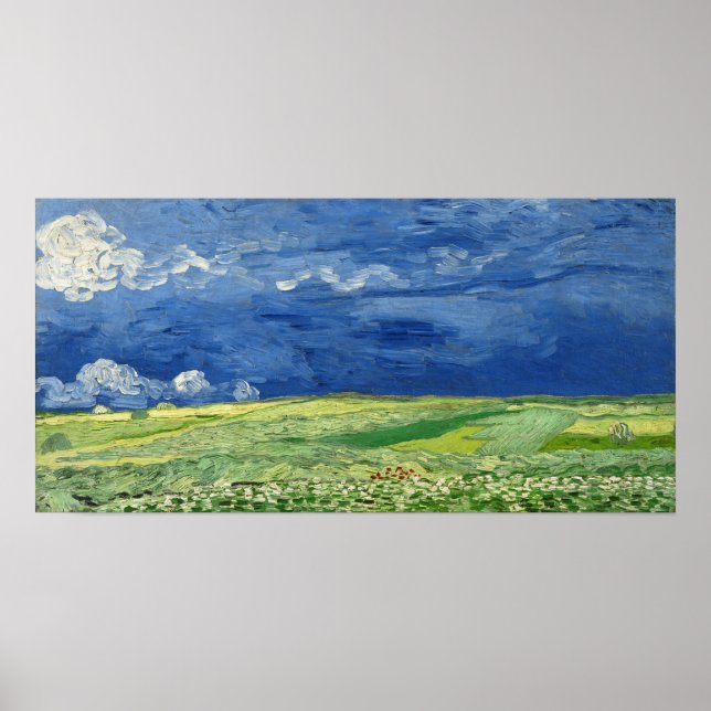 Póster Van Gogh - Wheatfield Under Thundernuds (Frente)