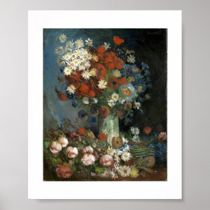 Póster Van Gogh y su vida con flores y Rosas de la prader
