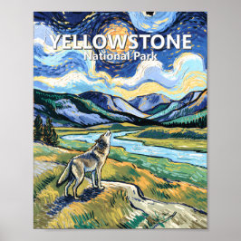 Póster Van Gogh Yellowstone National Park Wolf Howling