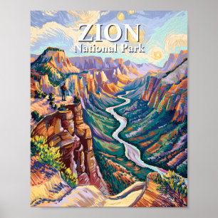 Póster Van Gogh Zion Parque Nacional Cañón Río Senderismo