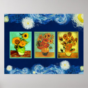 Póster Van Gogh's Sunflowers Series