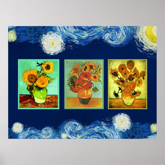Póster Van Gogh's Sunflowers Series (Frente)