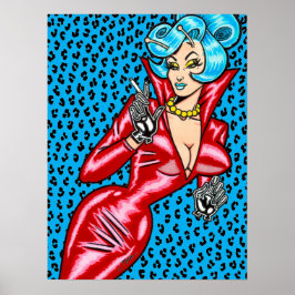 Póster Vana DeVinyl™/Vestido de vinilo rojo/Cartel de leo