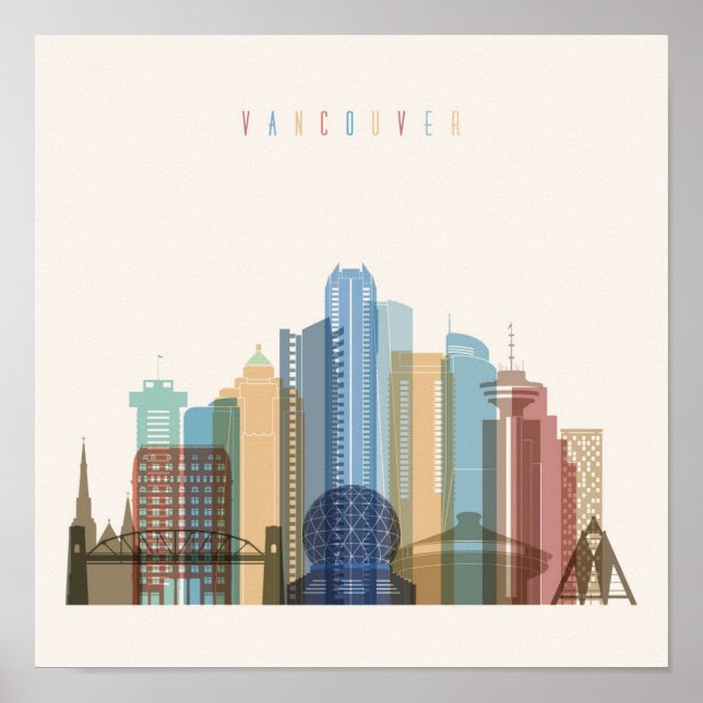 Póster Vancouver (Canadá) | Línea de la ciudad (Frente)