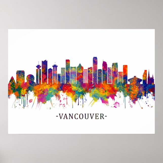 Póster Vancouver Canada Skyline (Frente)