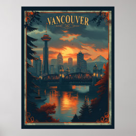 Póster Vancouver, Canadá Vintage Travel