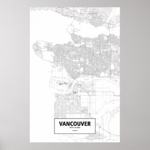 Póster Vancouver, Columbia Británica (negro sobre blanco)