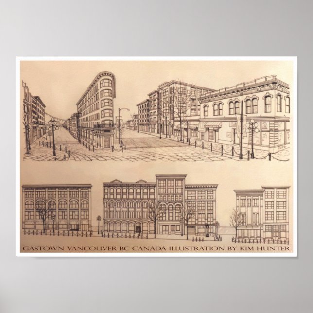 Póster Vancouver Poster Gastown Souvenir Art Print (Frente)