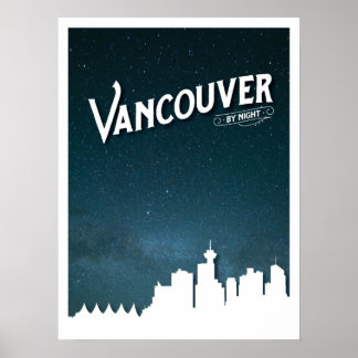 Póster Vancouver skyline by night - Poster