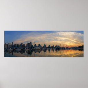 Póster Vancouver Skyline - Puerto de yates al atardecer