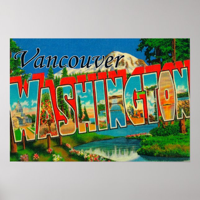 Póster Vancouver, Washington - Escenas de letras grandes (Frente)