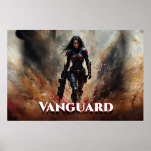 Póster Vanguard – Guerrera futurista femenina