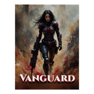 Póster Vanguard – Guerrera futurista femenina